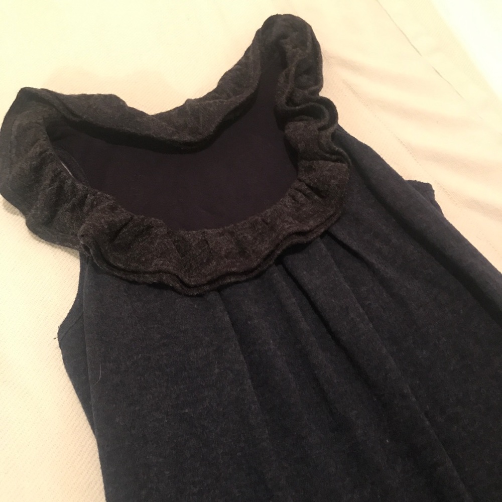 Navy and Grey Wool Ruffle Dress